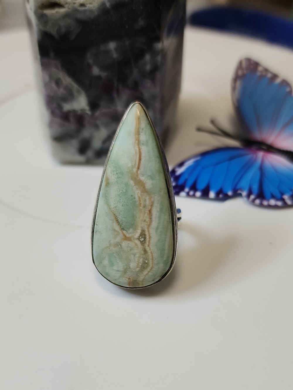 Green Teardrop Stone Ring - Women Jewelry